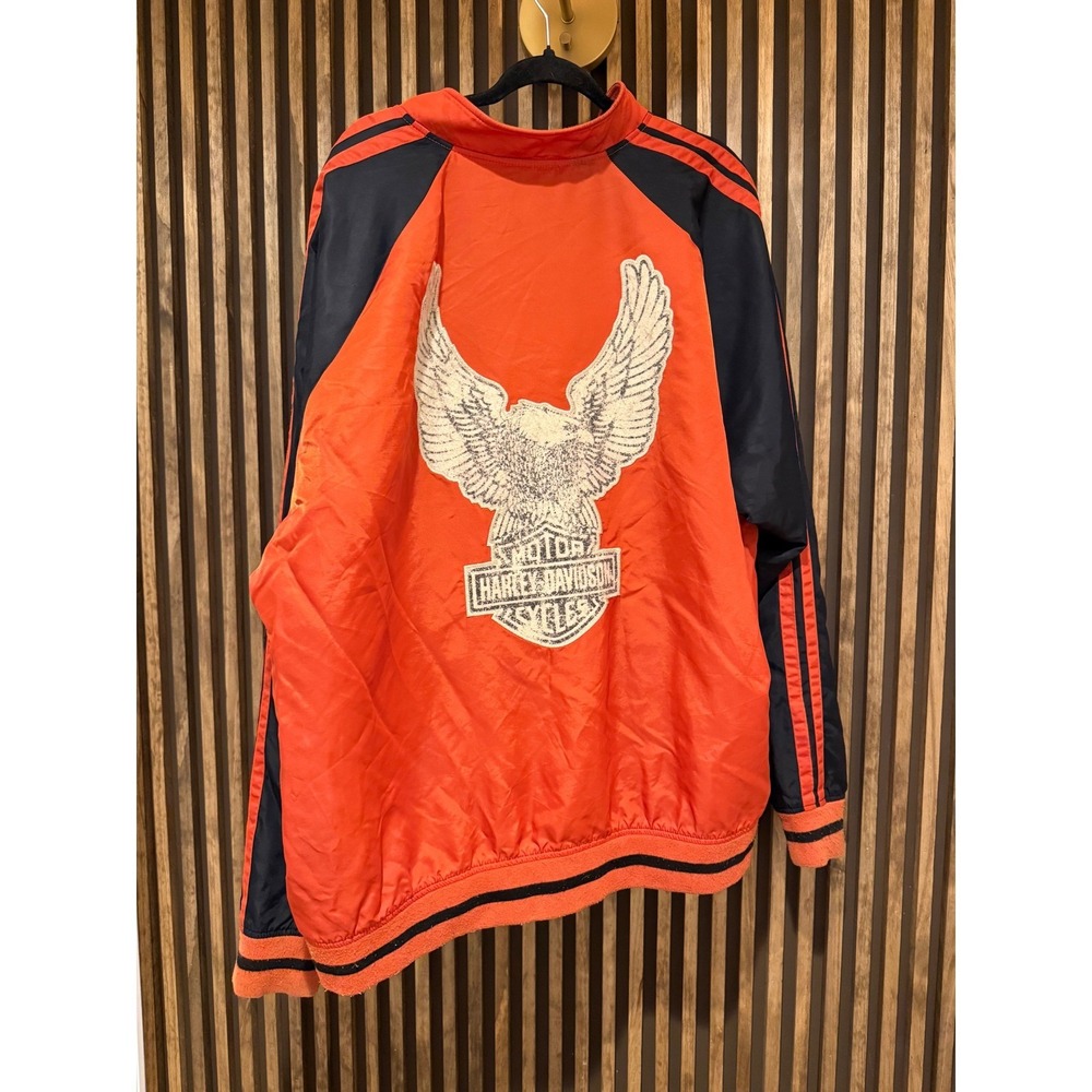 Harley Davidson Mens 3XL Jacket Orange Black Eagle Motorcycle Bomber